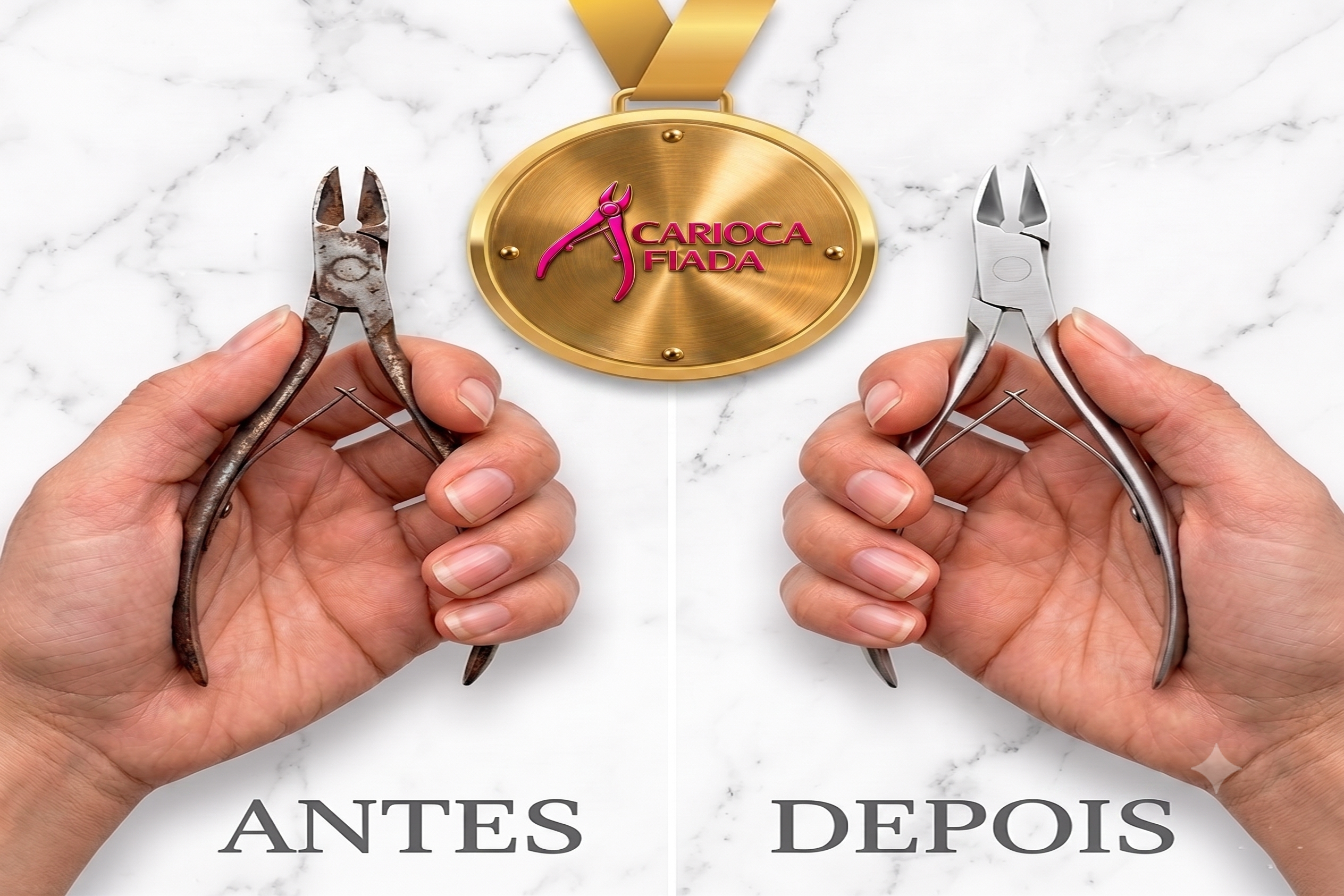 Resultado antes e depois da afiação
